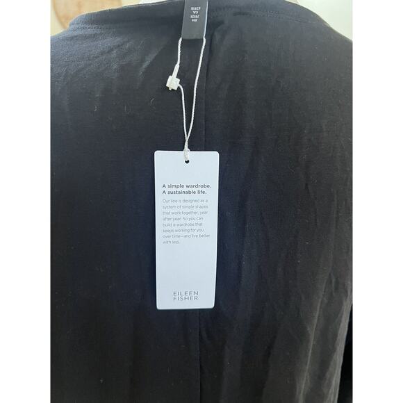 EILEEN FISHER Fine Tencel Jersey Jewel Neck A Line Top Black Womens Sz Small - Picture 4 of 6
